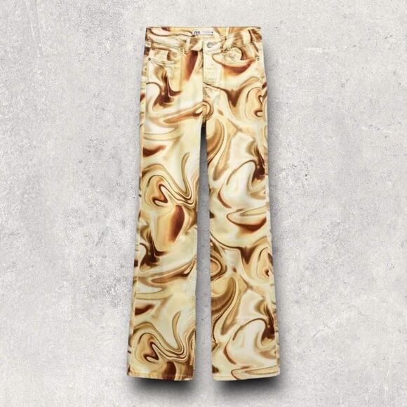 ★ Zara Mid Rise Marble Printed Jeans ★ - Picture 2 of 8